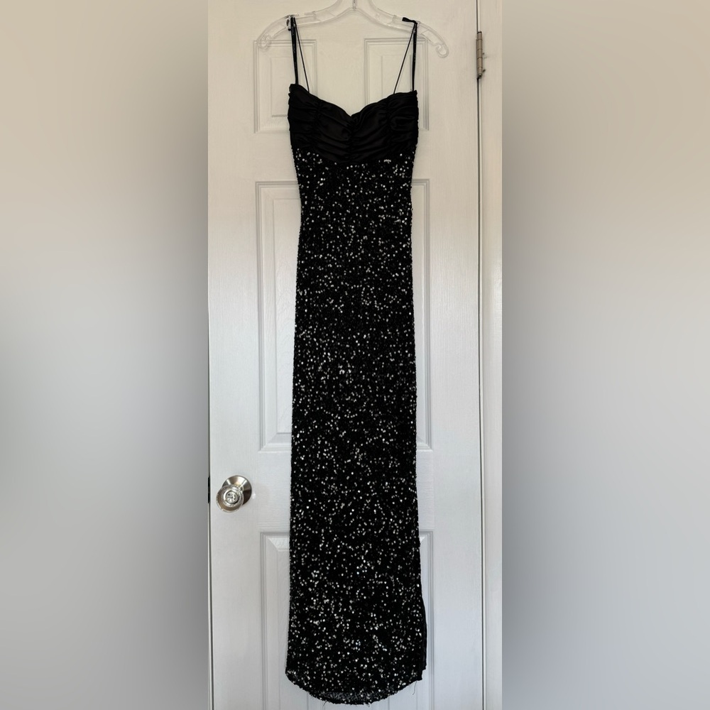 SCALA | gown with black/gold/silver sequins SIZE SMALL